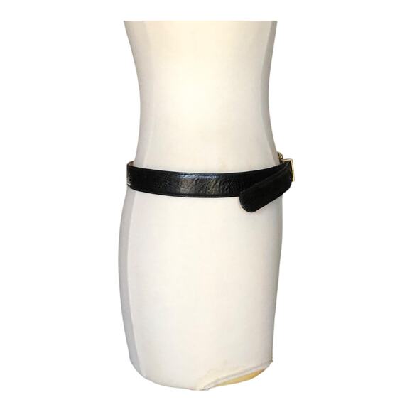Ritz Accessories Collection Genuine Leather Belt Black Gold Tone Buckle Large - Picture 2 of 16